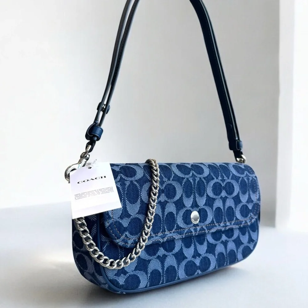 COACH Brook Flap Chain Bag In Signature Denim Crossbody Bag CAT60 - Picture 6 of 13